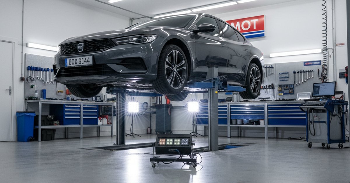 Close-up of a frayed car seatbelt during MOT safety inspection