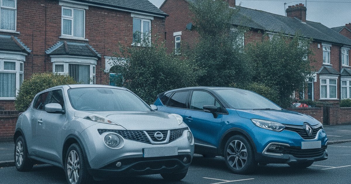 Nissan Juke and Renault Captur parked side by side, PlateInsight MOT reliability comparison