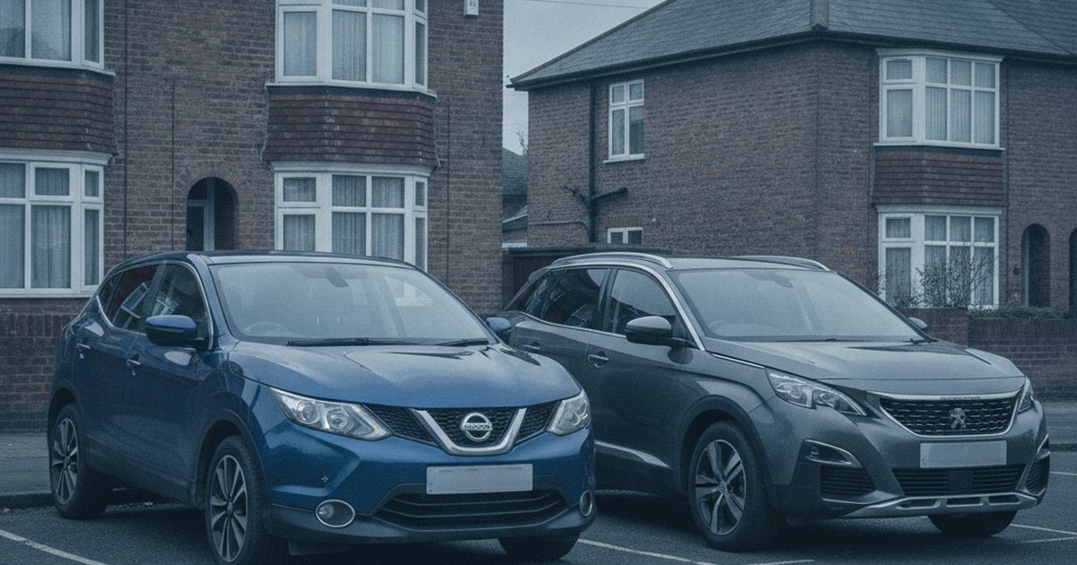 Nissan Qashqai and Peugeot 3008 parked side by side, PlateInsight MOT reliability comparison