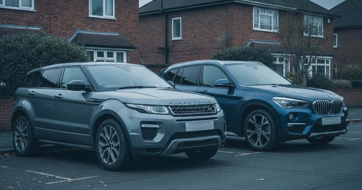 Range Rover Evoque and BMW X1 parked side by side, PlateInsight MOT reliability comparison