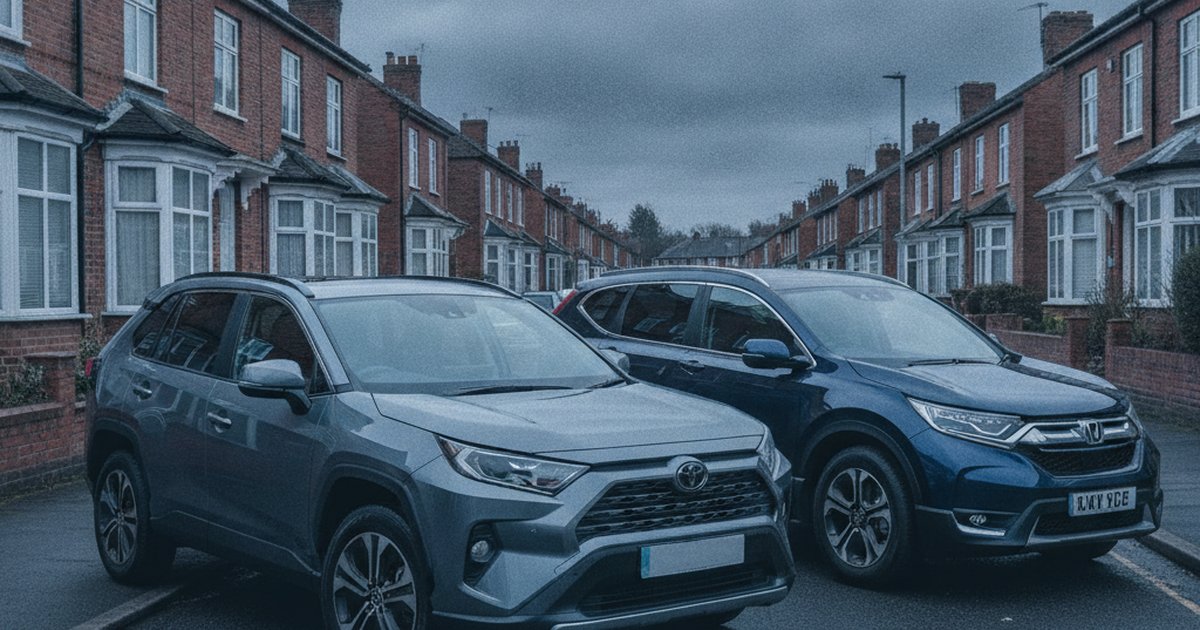 Toyota RAV4 and Honda CR-V parked side by side, PlateInsight MOT reliability comparison