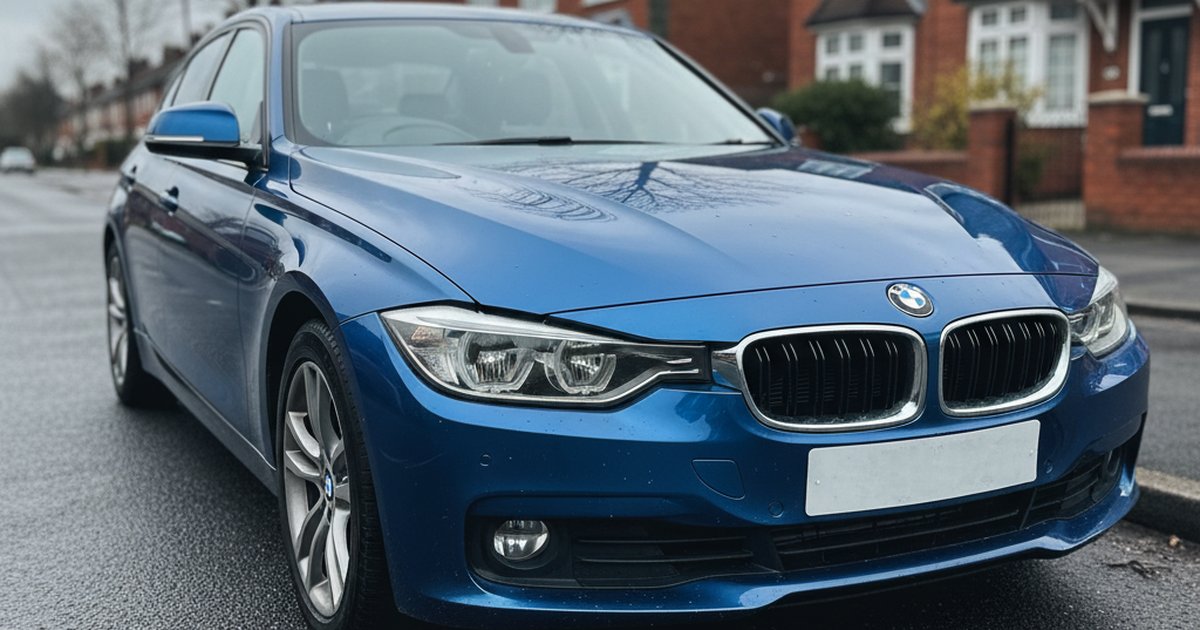BMW 3 Series parked on a UK suburban street — PlateInsight reliability analysis