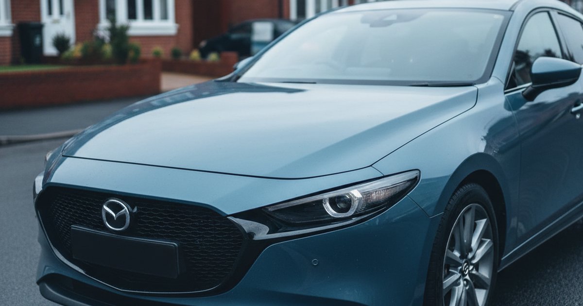 MAZDA 3 parked on a UK suburban street — PlateInsight reliability analysis