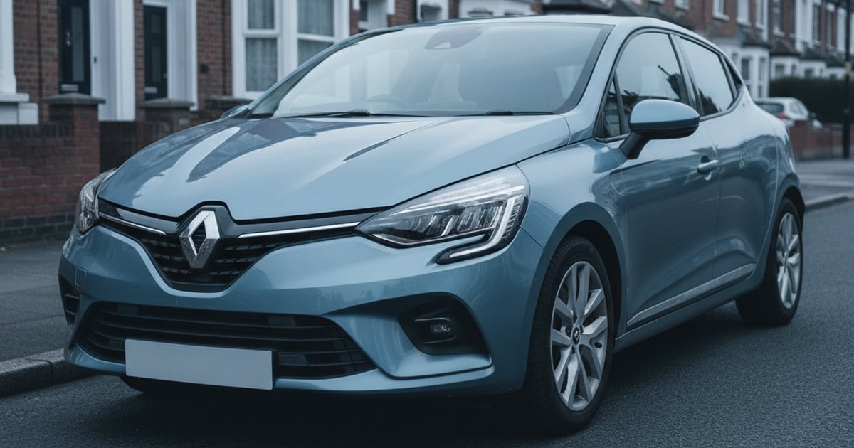 RENAULT Clio parked on a UK suburban street — PlateInsight reliability analysis