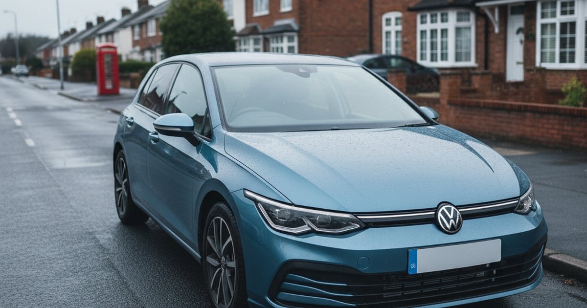 VW Golf parked on a UK suburban street — PlateInsight reliability analysis