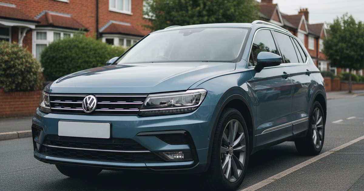 VW Tiguan parked on a UK suburban street — PlateInsight reliability analysis